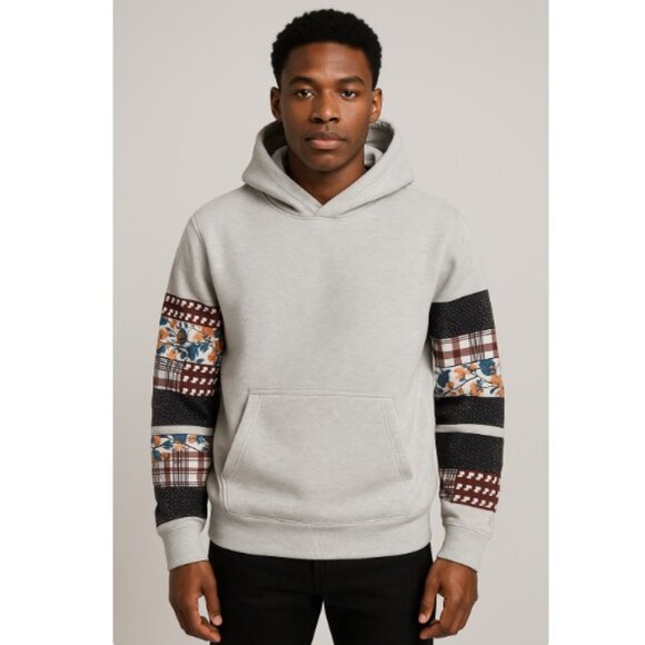 NWT California Outfits Patchwork Sleeve Hoodie Sweatshirt Gray Medium Unisex - Picture 1 of 9